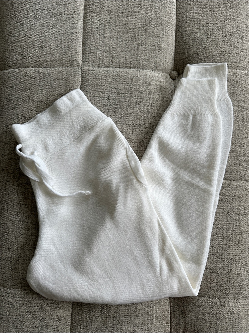 Nasty Gal White Knit Jogger Track Pants